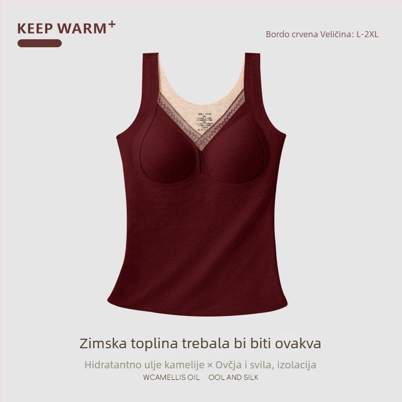Ženska termalna vest s V izrezom, debeli viskozni materijal 201-250 g/m², oblikovanje tijela, baršunasta podstava, pulover stil