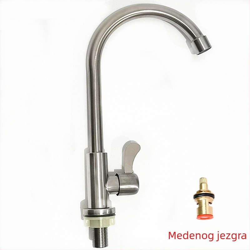 Slavina od nehrđajućeg čelika, uspravna ugradnja, hladna voda, keramički ventil, završna obrada s teksturom žice (model AD6354)