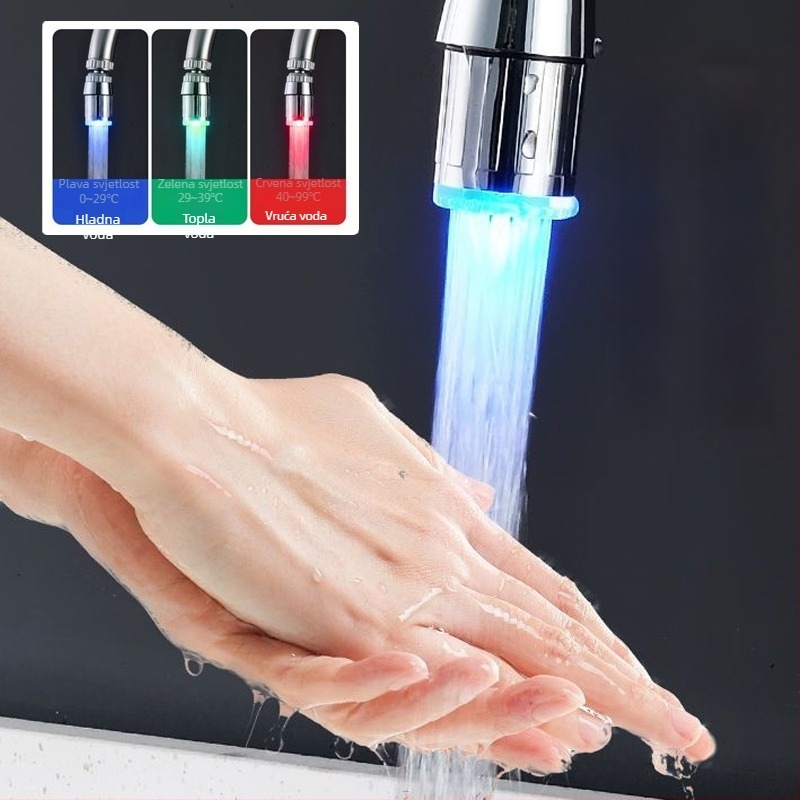 Slavina s LED rasvjetom i trostrukom regulacijom temperature, aerator, ABS tijelo, vijčana montaža (3 MPa)