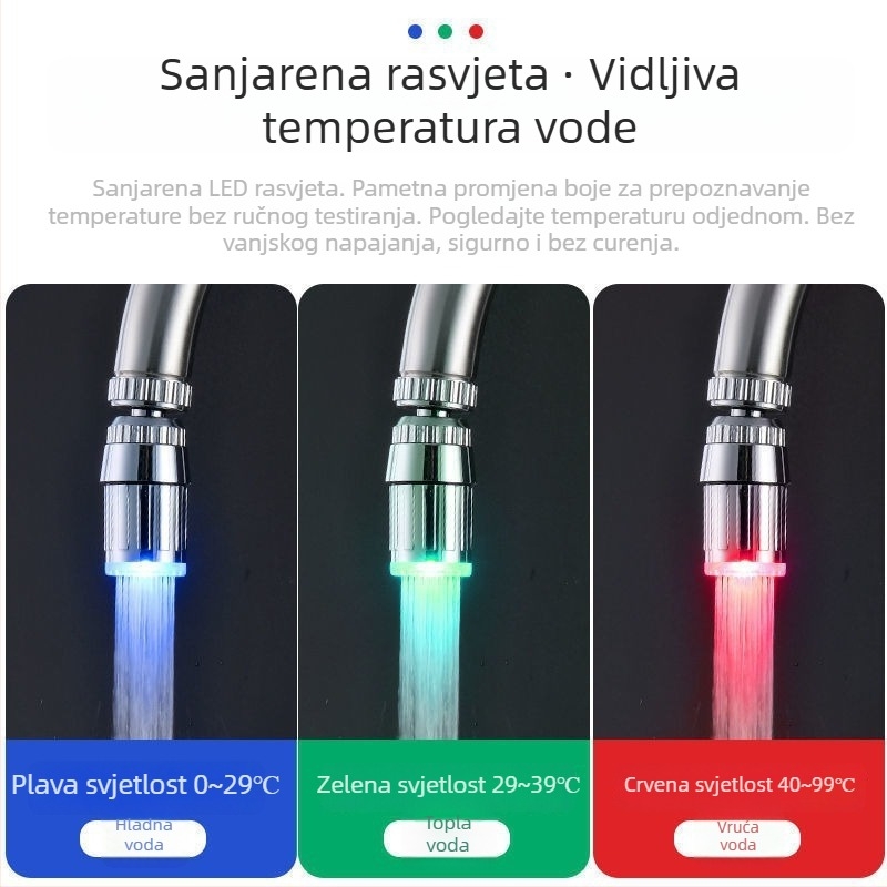 Slavina s LED rasvjetom i trostrukom regulacijom temperature, aerator, ABS tijelo, vijčana montaža (3 MPa)