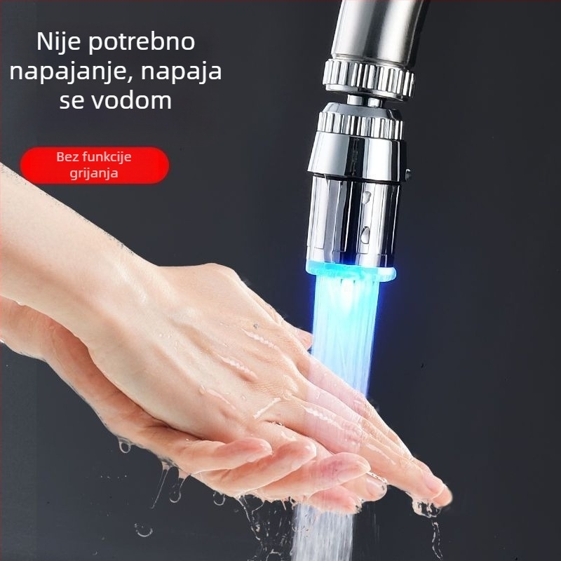 Slavina s LED rasvjetom i trostrukom regulacijom temperature, aerator, ABS tijelo, vijčana montaža (3 MPa)