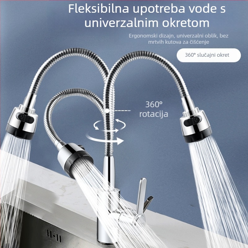 Kuhinjski slavina za sudoper od nehrđajućeg čelika – keramički disk ventil, 10 mm ulaz/izlaz, radna temperatura 0–70°C, nazivni tlak 0,8 MPa