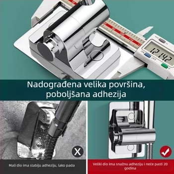 Yucun tuš polica – ABS, bez bušenja, injekcijsko lijevanje, podesiva šipka s klipom i kliznim držačem, odvojiva kuka