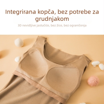 Termalna vesta za žene s umetkom za prsa, fleece podstava, bez šavova, debela tkanina 251-300 g/m2
