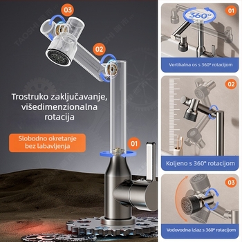 Kuhinjski slavina za sudoper s toplom i hladnom vodom, lokalno bakar, keramički disk ventil, model W429