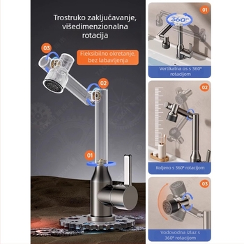 Kuhinjski slavina za sudoper s toplom i hladnom vodom, lokalno bakar, keramički disk ventil, model W429