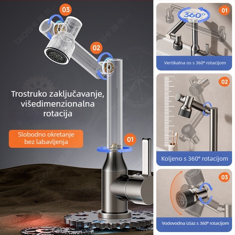 Kuhinjski slavina za sudoper s toplom i hladnom vodom, lokalno bakar, keramički disk ventil, model W429