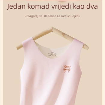 Termalna vest za djevojčice s umetkom za prsa, kapuljačom, okruglim izrezom, 90–95% akril