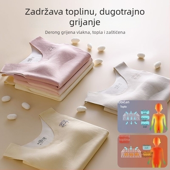 Termalna vest za djevojčice s umetkom za prsa, kapuljačom, okruglim izrezom, 90–95% akril