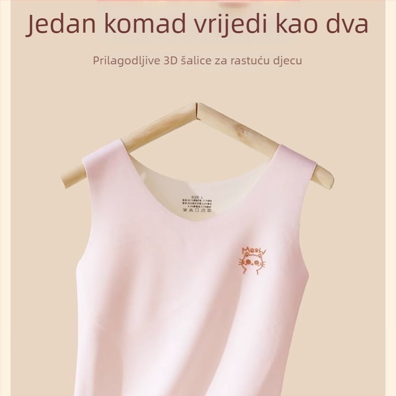 Termalna vest za djevojčice s umetkom za prsa, kapuljačom, okruglim izrezom, 90–95% akril