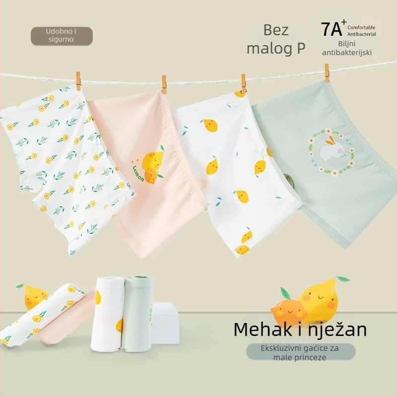 Dječje pamučne gaćice (4 kom): 93% pamuk, sigurnosna klasa A, srednji pojas, anti-wedgie, za sve sezone