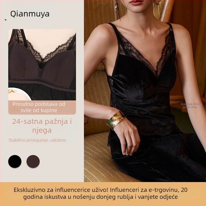 Čipkasti grudnjak s čipkastim stražnjim dijelom i naramenicama, najlon materijal, trokutasti tanki košarice, podstava od prirodne svile, duljina abdomena, francuski stil