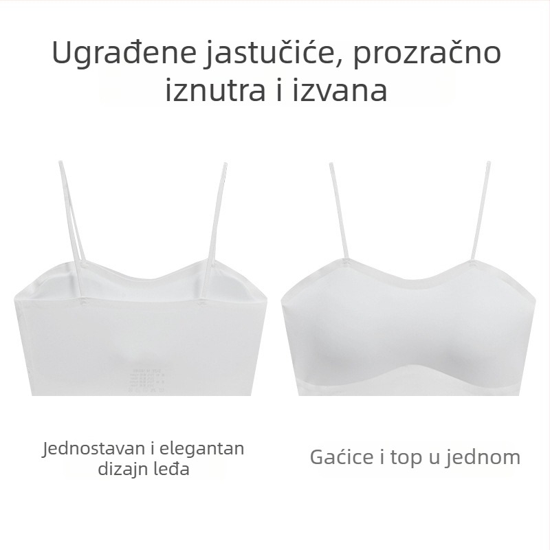 Bešrameni kamizolski grudnjak za žene s jastučićima – 3/4 košarica, tanke oblikovane košarice, najlon tkanina