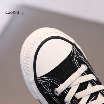 Dječje tenisice s platformom od platna, vezanje sprijeda, gornji dio od platna, vulkanizirana platforma, korejski stil