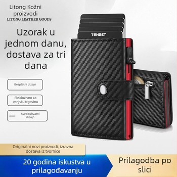 Držač kartica od prave kože (vršni sloj govedine kože), otvoreni dizajn, džepovi za kartice i mjesto za potvrdu, mogućnost prilagodbe, brend Lee Seok