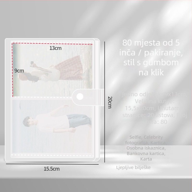 Četverokrilni kartični album – foto-album s odvojivim listovima, PP kućište, 20 unutarnjih stranica, mogućnost prilagodbe