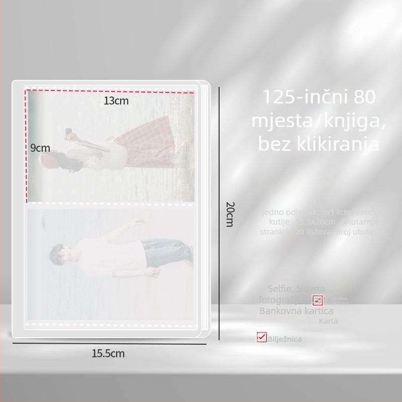 Četverokrilni kartični album – foto-album s odvojivim listovima, PP kućište, 20 unutarnjih stranica, mogućnost prilagodbe