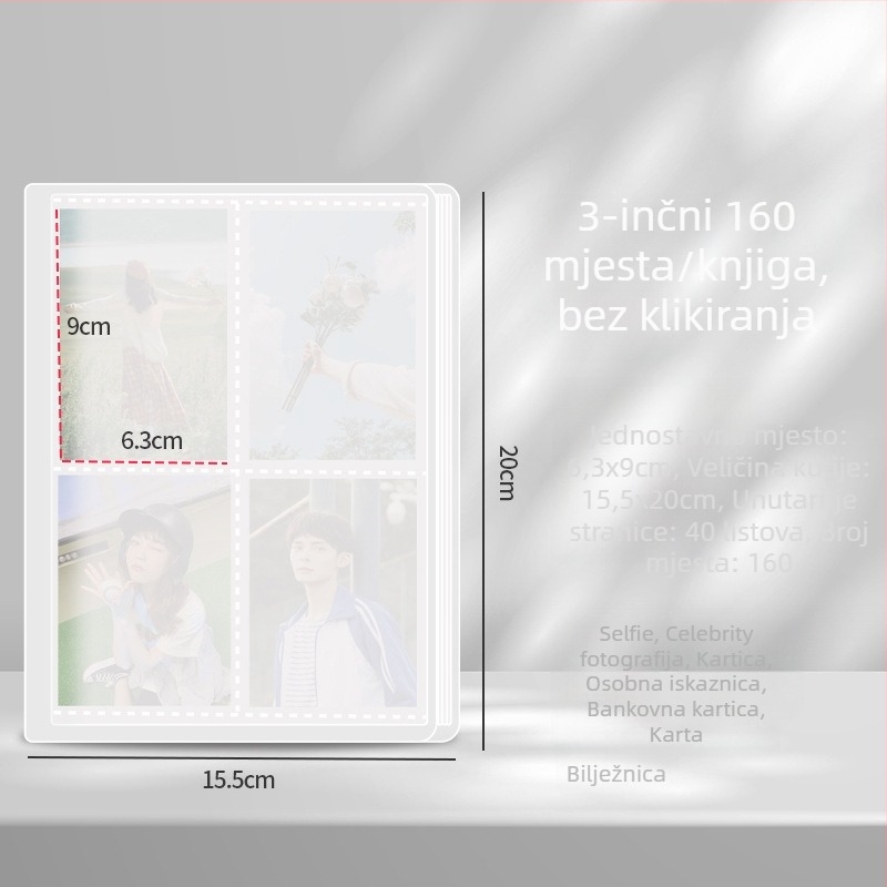 Četverokrilni kartični album – foto-album s odvojivim listovima, PP kućište, 20 unutarnjih stranica, mogućnost prilagodbe