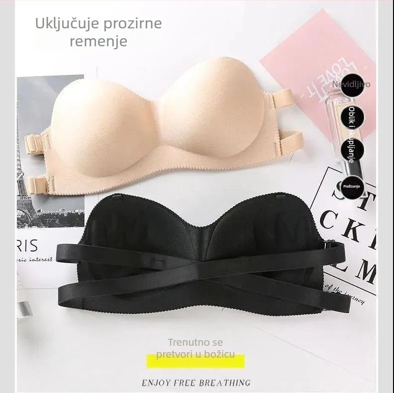 Bez naramenica tube top grudnjak, pune čahure, srednji oblik čahure, protuklizna, lijep stražnji dio, materijal Nylon 80–90%