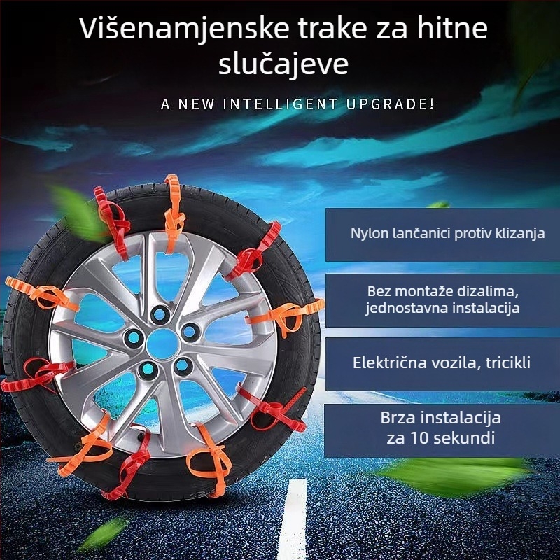 Sniežne protuklizne lančane za gume za univerzalna vozila – model fhl-22004-01, težina 16 g, veličina gume: 1, artikal fhl-22004-01