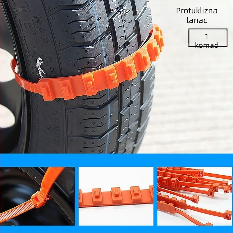 Sniežne protuklizne lančane za gume za univerzalna vozila – model fhl-22004-01, težina 16 g, veličina gume: 1, artikal fhl-22004-01