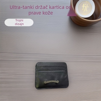 Izuzetno tanak držač kartica od prave kože za autobusne, bankovne, kreditne, studentske i pristupne kartice