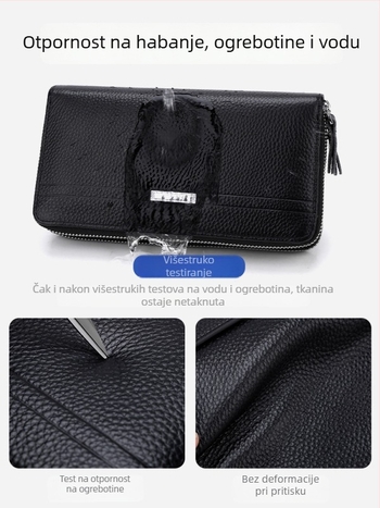 Muška clutch torba - pravo kožno, prva sloj kože, poslovni stil za putovanja, jednobojna