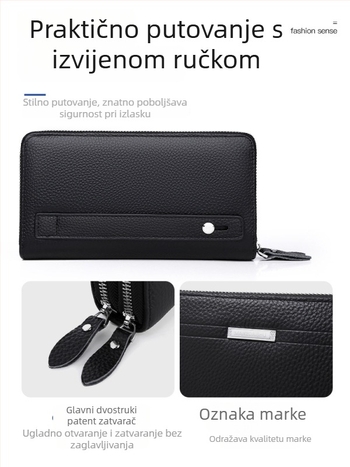 Muška clutch torba - pravo kožno, prva sloj kože, poslovni stil za putovanja, jednobojna
