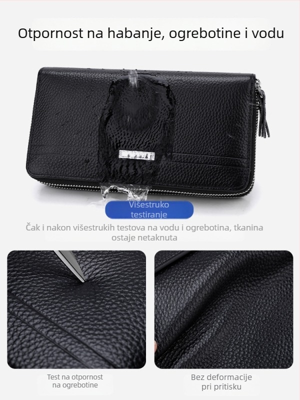 Muška clutch torba - pravo kožno, prva sloj kože, poslovni stil za putovanja, jednobojna