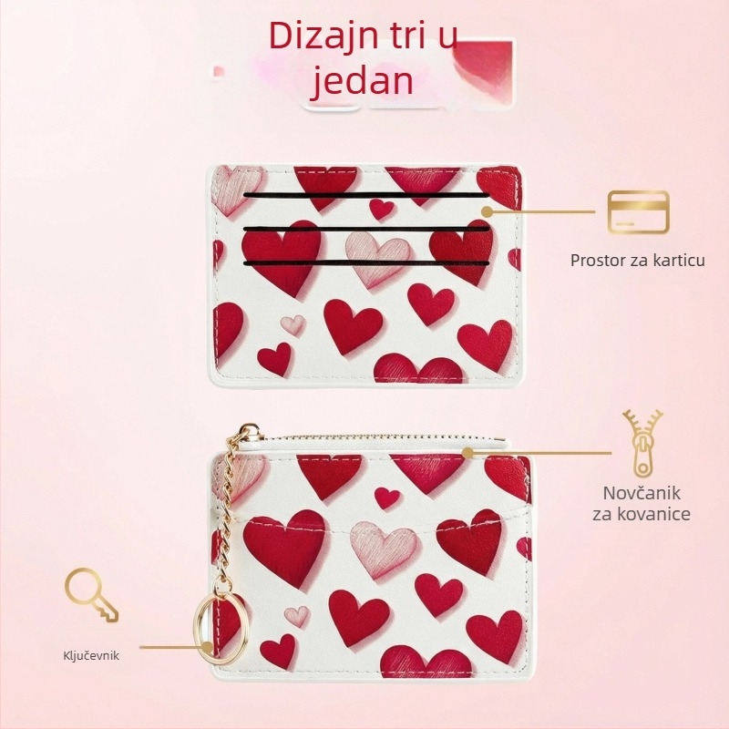 PU držač kartica sa srcolikim oblikom za žene, Tidalstyle, više slotova za kartice