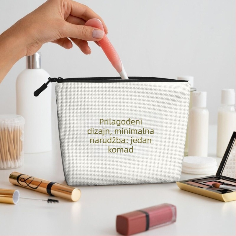Unisex kozmetička torbica s vlastitim printom, ultra lagana, jednostavna konstrukcija, vanjski dio od poliestera, polic poliesterom podstavom