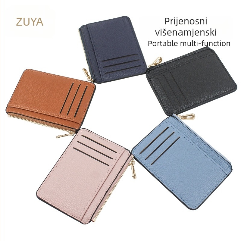 PU kožni držač kartica s RFID zaštitom, džep za novčiće, džep za ID karticu, zatvarač