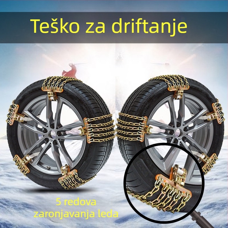 Automobilska snježna lančana veza od čelika, model wd0011, kompatibilna s automobilima, SUV-ima, pickupima i kamionima, za sve veličine pneu, težina 20 kg