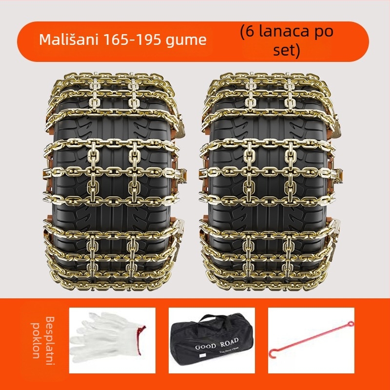 Verige protiv proklizavanja od legure, kaljene, za automobile, pogodne za sedan, SUV i MPV