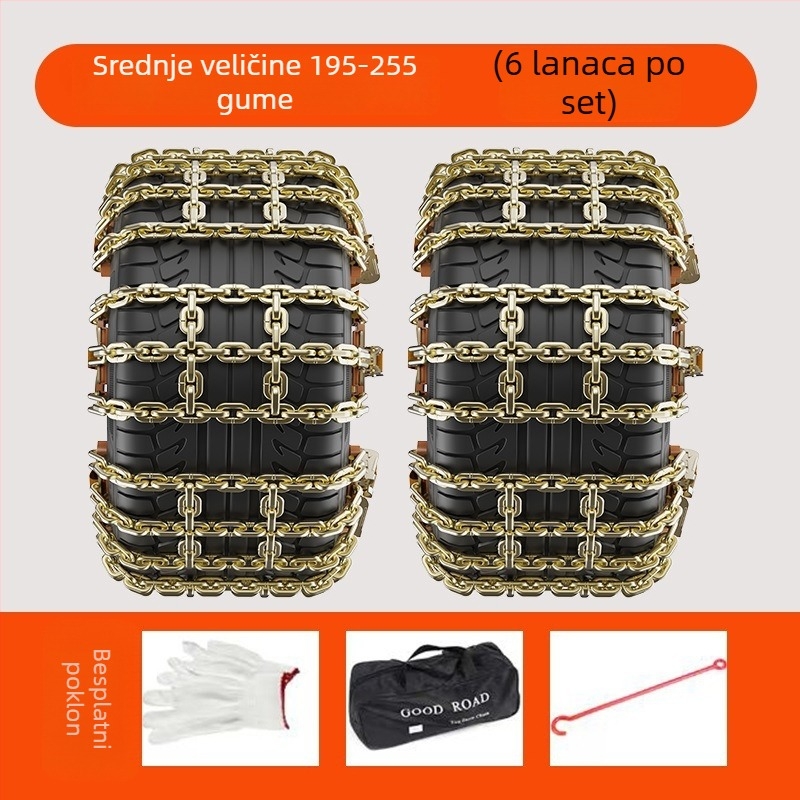 Verige protiv proklizavanja od legure, kaljene, za automobile, pogodne za sedan, SUV i MPV