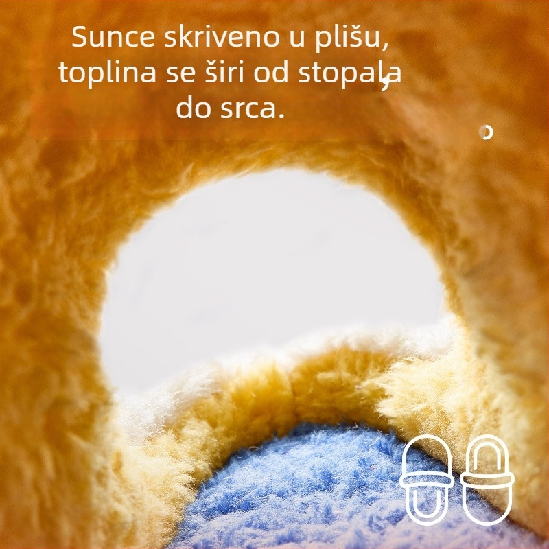 Dječje pamučne papuče za djevojčice, plišna podstava, uzorak valovito-točkasti, EVA potplat, zima