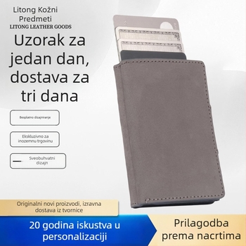 Prilagođeni Crazy Horse kožni novčanik za muškarce s RFID zaštitom, prvi sloj teleće kože, magnetsko zatvaranje, automatsko izbacivanje kartica, više pretinaca za kartice