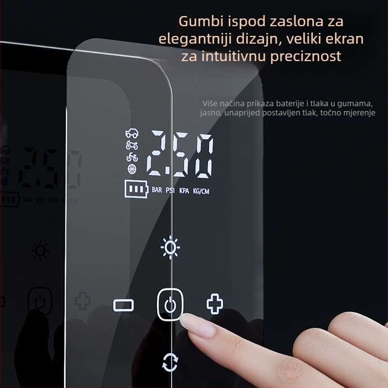 Automobilska pumpa za gume s digitalnim zaslonom, 12V, 80W, 35 L/min, USB punjenje