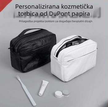 Kozmetička torbica od Dupont papira, ultralak za putovanja, vodootporna, jednobojni uzorak, poliester podstava, stil poslovne elite