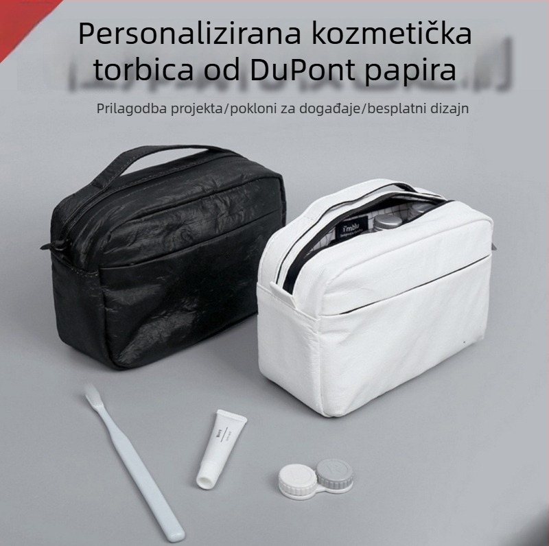 Kozmetička torbica od Dupont papira, ultralak za putovanja, vodootporna, jednobojni uzorak, poliester podstava, stil poslovne elite