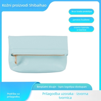 Torba za šminku od PU kože, vodoravnom kvadratnom obliku, kapacitet ispod 20 L, zatvarač na zip, laminirani unutarnji džep s zipom