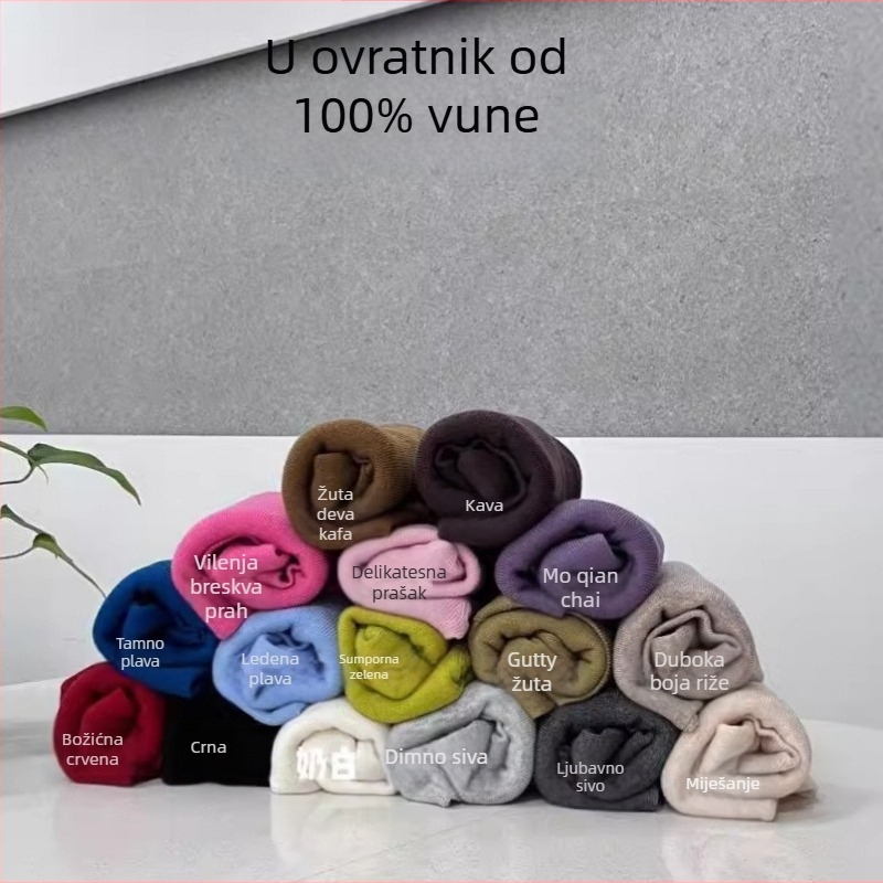 Ženski vuneni džemper s U-izrezom, uski kroj, 95%+ vuna, dugi rukavi, obična duljina, jesen-zima