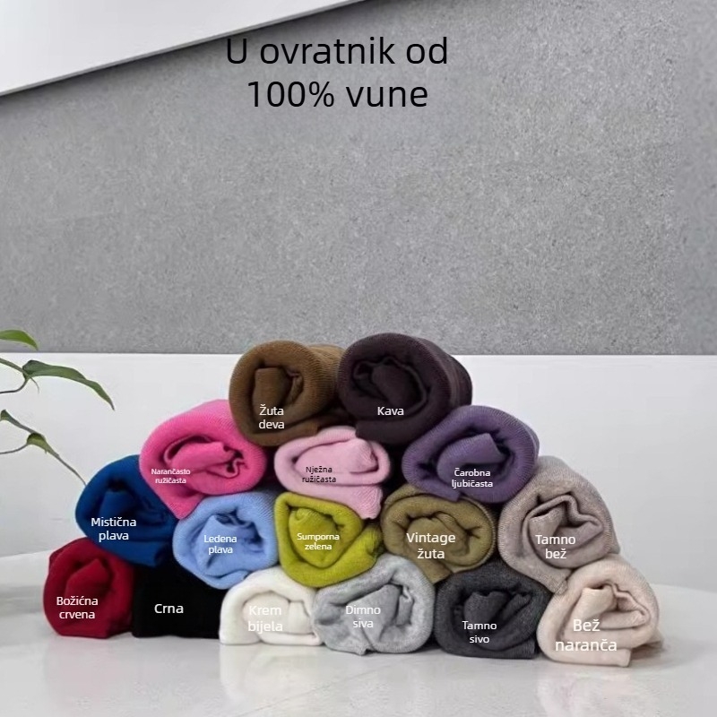 Ženski vuneni džemper s U-izrezom, uski kroj, 95%+ vuna, dugi rukavi, obična duljina, jesen-zima