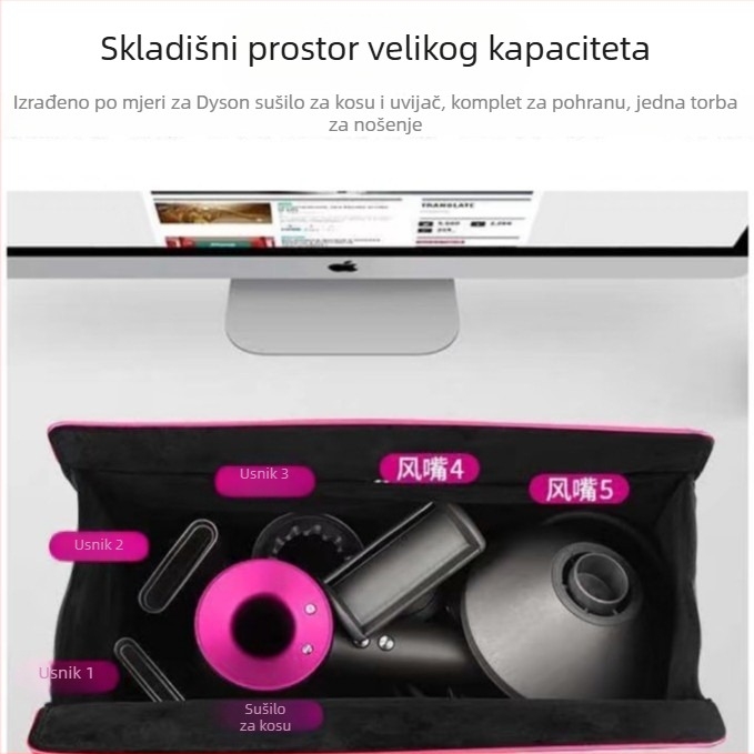 Dyson Velvet Bag – Velurna putna torbica za pohranu sušila za kosu i uvijača