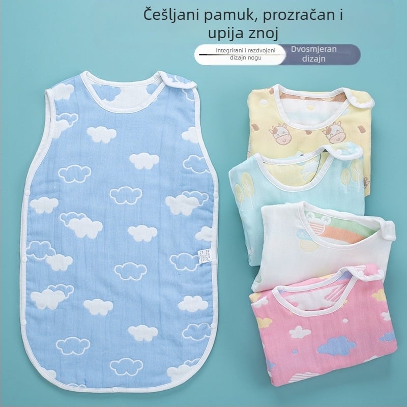 Baby vreća za spavanje s bezrukavnom vestom za novorođenčad, ljetna lagana deka, poliester tkanina, vlaknasto punjenje