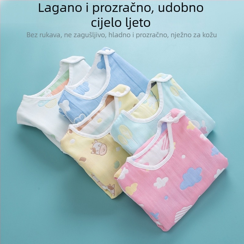 Baby vreća za spavanje s bezrukavnom vestom za novorođenčad, ljetna lagana deka, poliester tkanina, vlaknasto punjenje