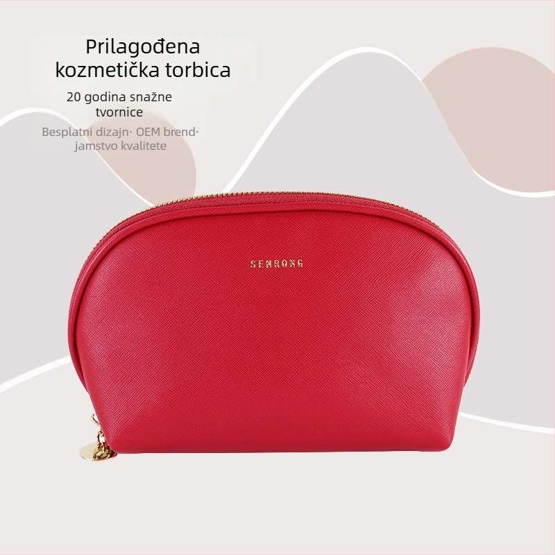 PU kožna torbica za šminku s prilagođenim logotipom – vodootporna, oblik školjke, zatvarač