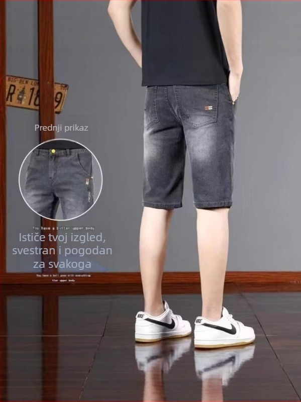 Muške traper šortse – Slim Straight kroj, 68% pamuk, mikroelastičnost, ljeto 2025