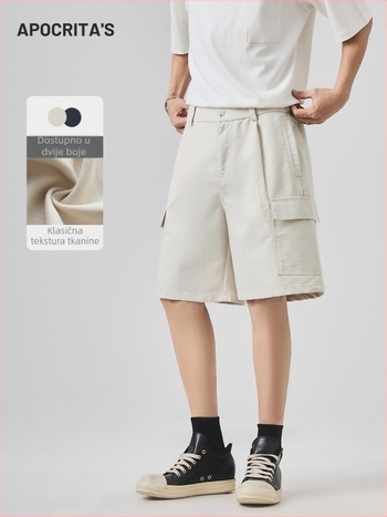 Muške traper kratke hlače, labav kroj, ulični stil, ljeto, 62,2% pamuk, APOCRITA'S F608