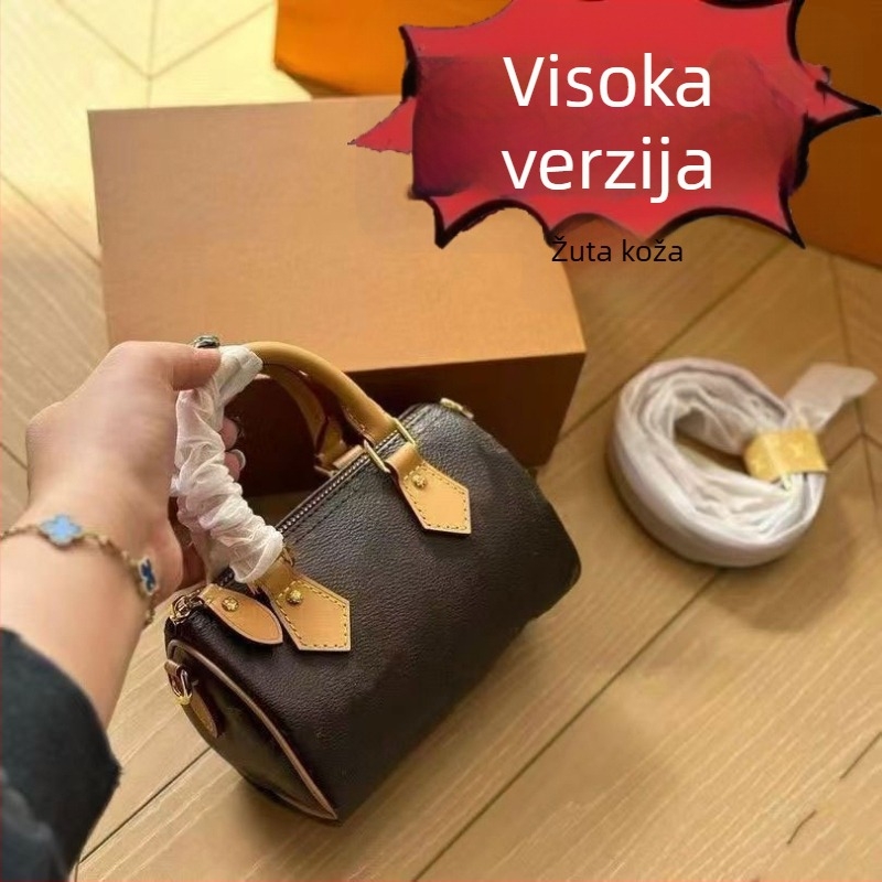Crossbody torba Nano Speedy Pillow od prave kože, koža prvog sloja, ovalni oblik, zatvarač, unutarnji džep s zatvaračem, jedan rameni remen